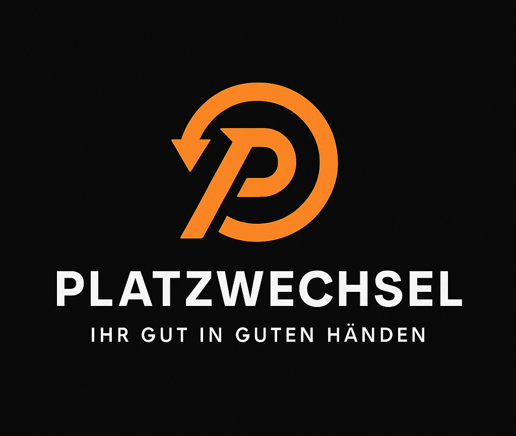 Logo Logo der Umzugsfirma Platzwechsel mit Slogan "Ihr Gut in guten Händen